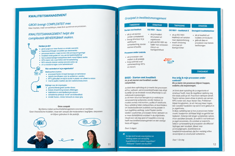 Dit is de geopende opleidingsgids met groeitrajecten en bijhorende opleidingen in kwaliteitsmanagement